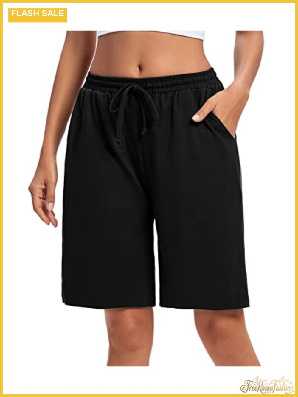 Bermuda Lounge Shorts with Pockets Athletic Running Yoga Loose Fit